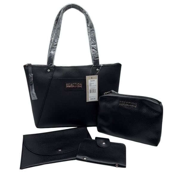 Kenneth Cole Reaction Premstar Group Tote Clutch Wristlet CC Holder Set BLK NWT - Picture 1 of 12